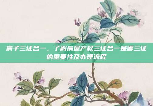 房子三證合一,，了解房屋產(chǎn)權(quán)三證合一是哪三證的重要性及辦理流程