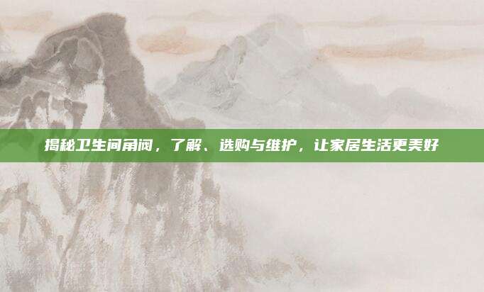 揭秘衛(wèi)生間角閥,，了解、選購與維護,，讓家居生活更美好