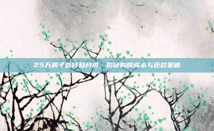 25萬房子首付和月供，揭秘購房成本與還款策略