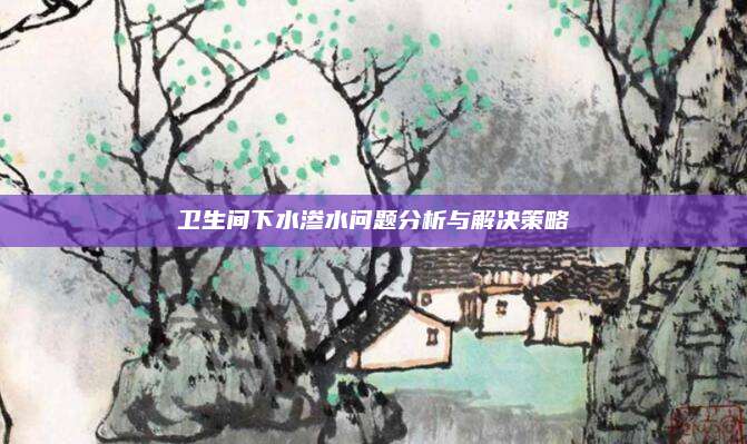 衛(wèi)生間下水滲水問題分析與解決策略