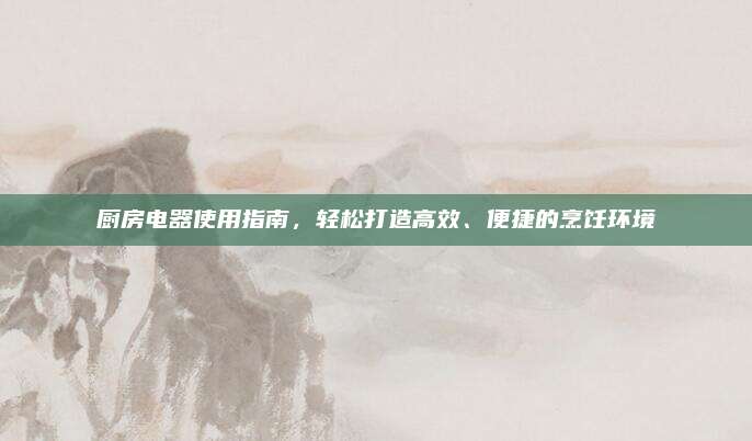 廚房電器使用指南,，輕松打造高效、便捷的烹飪環(huán)境