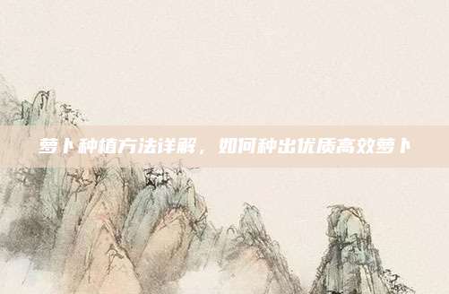 蘿卜種植方法詳解,，如何種出優(yōu)質(zhì)高效蘿卜