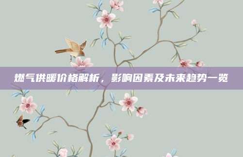 燃?xì)夤┡瘍r(jià)格解析,，影響因素及未來(lái)趨勢(shì)一覽