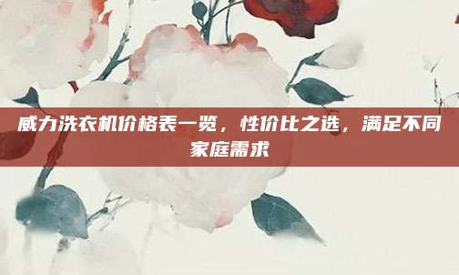 威力洗衣機(jī)價(jià)格表一覽，性價(jià)比之選，滿足不同家庭需求