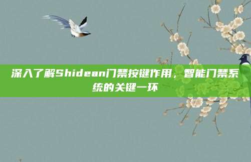 深入了解Shidean門(mén)禁按鍵作用,，智能門(mén)禁系統(tǒng)的關(guān)鍵一環(huán)