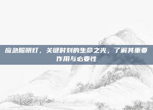 應急照明燈,，關鍵時刻的生命之光,，了解其重要作用與必要性