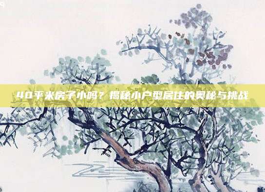 40平米房子小嗎,？揭秘小戶型居住的奧秘與挑戰(zhàn)