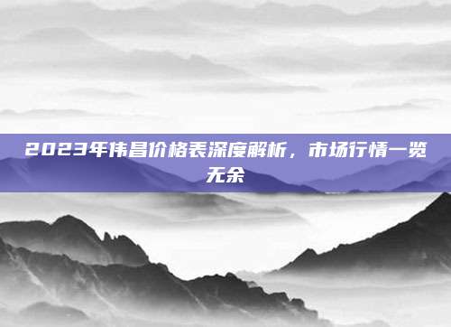 2023年偉昌價格表深度解析，市場行情一覽無余