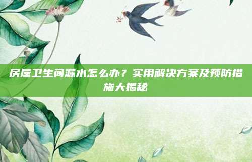 房屋衛(wèi)生間漏水怎么辦？實(shí)用解決方案及預(yù)防措施大揭秘