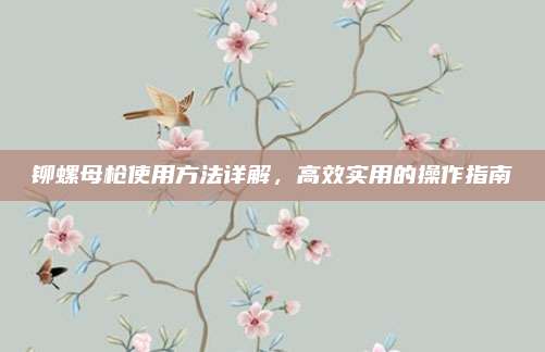 鉚螺母槍使用方法詳解,，高效實用的操作指南