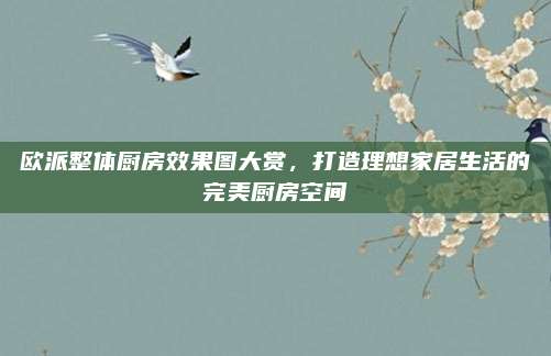 歐派整體廚房效果圖大賞,，打造理想家居生活的完美廚房空間