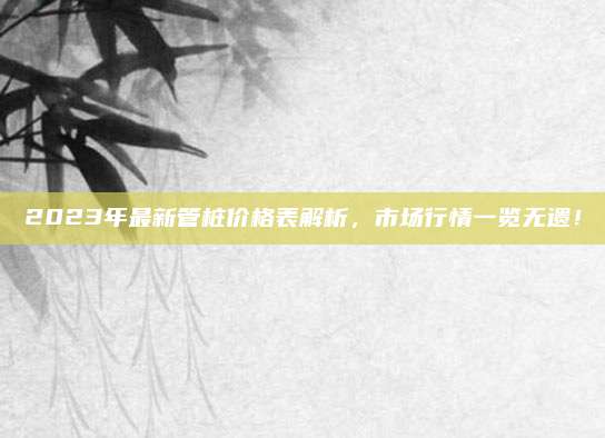 2023年最新管樁價格表解析,，市場行情一覽無遺,！