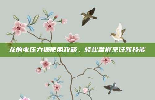 龍的電壓力鍋使用攻略，輕松掌握烹飪新技能