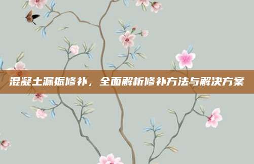 混凝土漏振修補(bǔ),，全面解析修補(bǔ)方法與解決方案