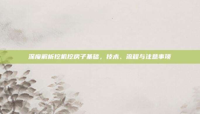深度解析挖機(jī)挖房子基礎(chǔ),，技術(shù)、流程與注意事項(xiàng)