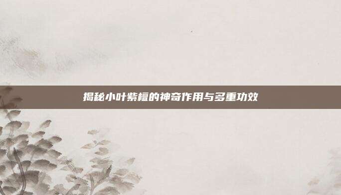 揭秘小葉紫檀的神奇作用與多重功效