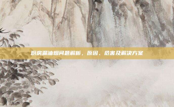 廚房漏油煙問(wèn)題解析,，原因,、危害及解決方案