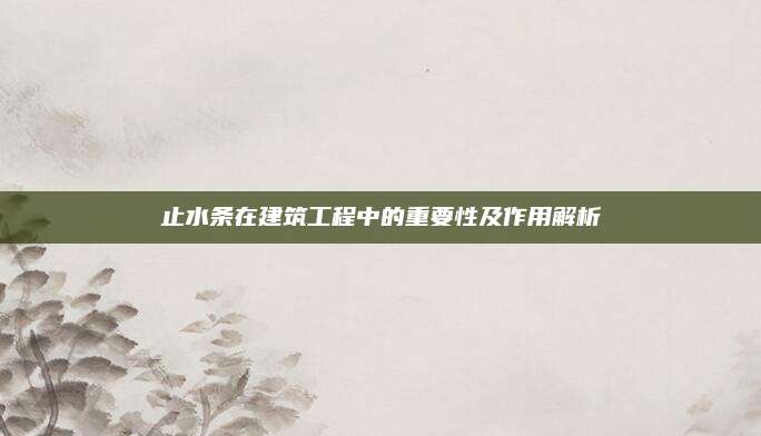 止水條在建筑工程中的重要性及作用解析