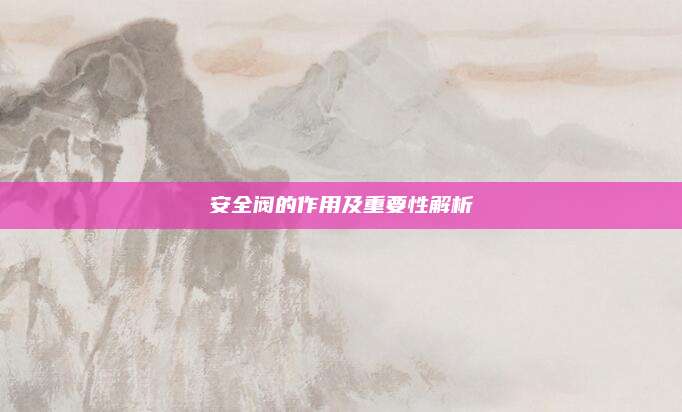 安全閥的作用及重要性解析