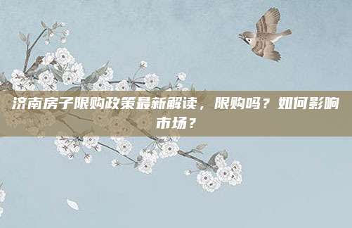濟(jì)南房子限購政策最新解讀，限購嗎？如何影響市場？