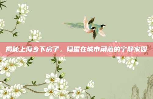揭秘上海鄉(xiāng)下房子，隱匿在城市角落的寧?kù)o家園