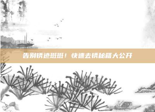 告別銹跡斑斑！快速去銹秘籍大公開