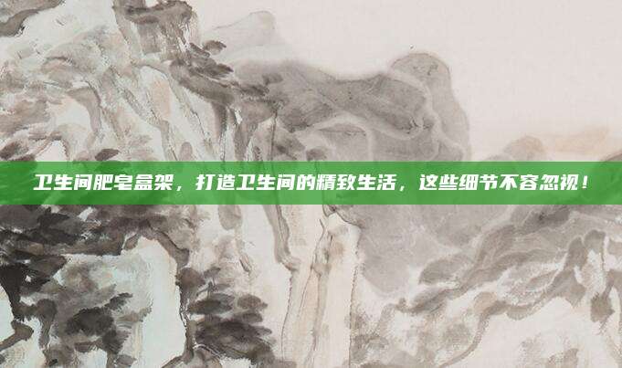 衛(wèi)生間肥皂盒架，打造衛(wèi)生間的精致生活，這些細(xì)節(jié)不容忽視！