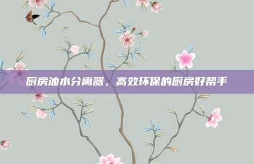 廚房油水分離器，高效環(huán)保的廚房好幫手