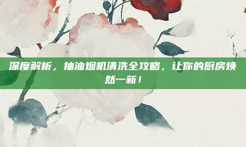 深度解析，抽油煙機(jī)清洗全攻略，讓你的廚房煥然一新！