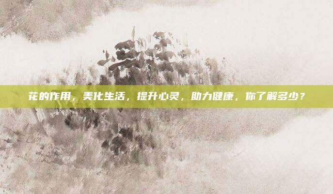 花的作用，美化生活，提升心靈，助力健康，你了解多少？