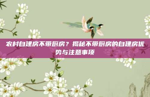 農(nóng)村自建房不帶廚房？揭秘不帶廚房的自建房優(yōu)勢與注意事項