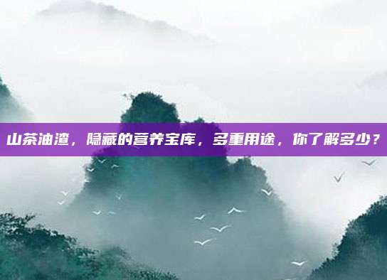 山茶油渣，隱藏的營養(yǎng)寶庫,，多重用途,，你了解多少？