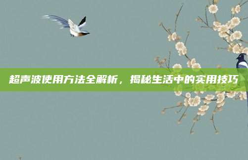 超聲波使用方法全解析，揭秘生活中的實用技巧
