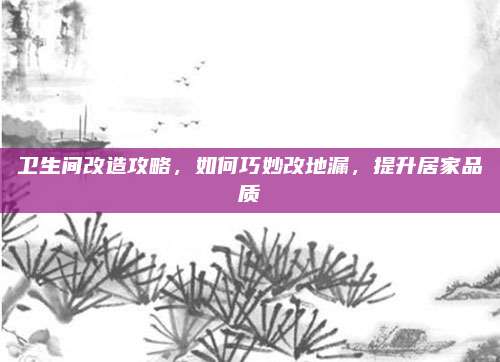 衛(wèi)生間改造攻略，如何巧妙改地漏，提升居家品質