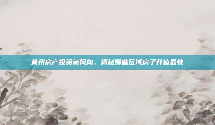黃州房產(chǎn)投資新風(fēng)向，揭秘哪些區(qū)域房子升值最快