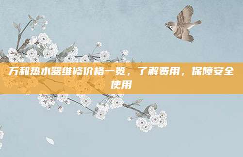 萬和熱水器維修價格一覽，了解費用，保障安全使用