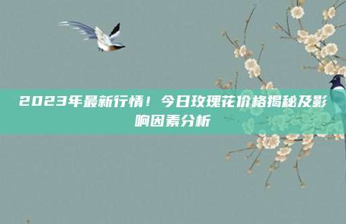 2023年最新行情！今日玫瑰花價(jià)格揭秘及影響因素分析