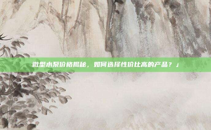 微型水泵價格揭秘，如何選擇性價比高的產(chǎn)品,？」