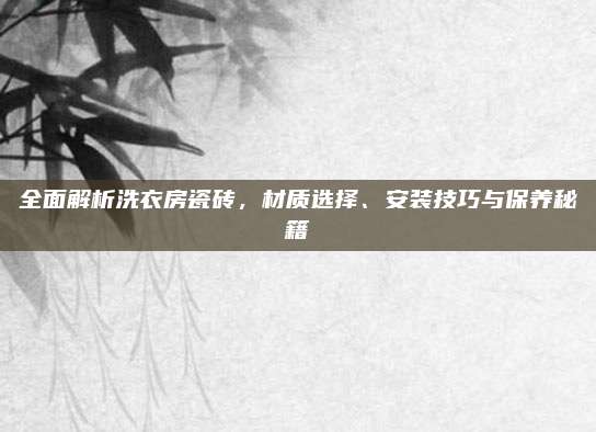 全面解析洗衣房瓷磚，材質(zhì)選擇、安裝技巧與保養(yǎng)秘籍