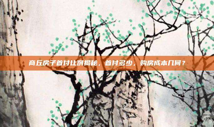 商丘房子首付比例揭秘,，首付多少，購房成本幾何,？