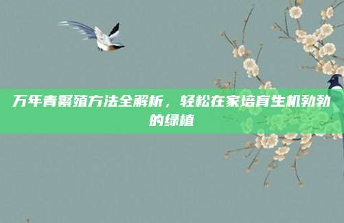 萬年青繁殖方法全解析,，輕松在家培育生機勃勃的綠植
