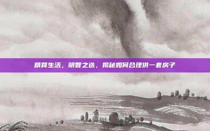 精算生活,，明智之選,，揭秘如何合理供一套房子