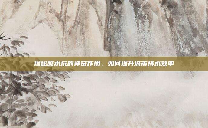 揭秘吸水坑的神奇作用,，如何提升城市排水效率