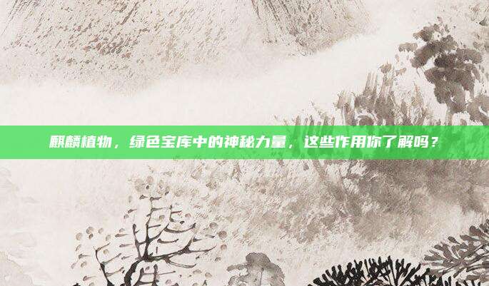 麒麟植物,，綠色寶庫中的神秘力量,，這些作用你了解嗎？