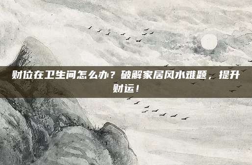 財(cái)位在衛(wèi)生間怎么辦？破解家居風(fēng)水難題,，提升財(cái)運(yùn),！