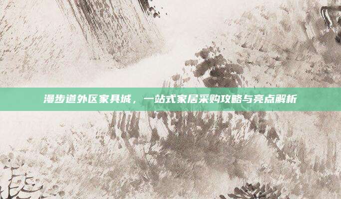 漫步道外區(qū)家具城，一站式家居采購攻略與亮點解析