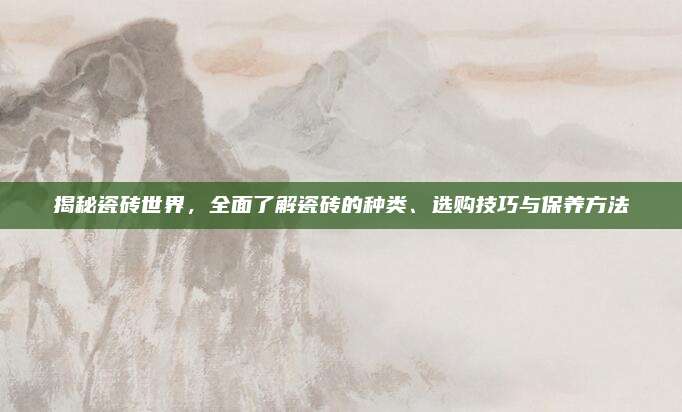 揭秘瓷磚世界,，全面了解瓷磚的種類,、選購技巧與保養(yǎng)方法