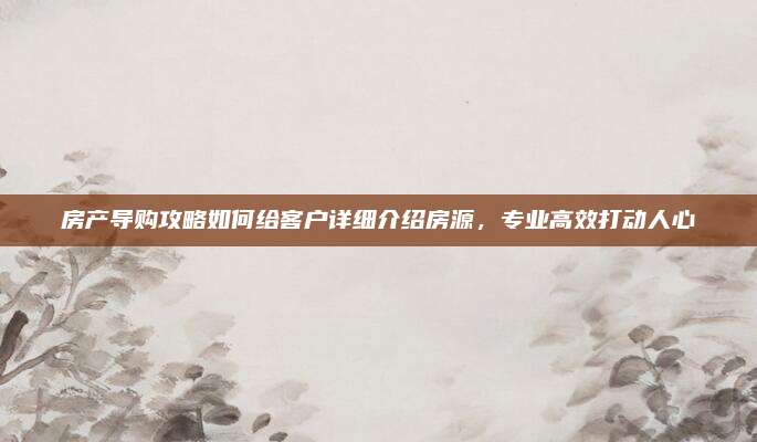 房產(chǎn)導(dǎo)購攻略如何給客戶詳細(xì)介紹房源,，專業(yè)高效打動人心