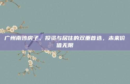 廣州南沙房子,，投資與居住的雙重首選,，未來價值無限