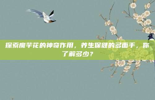 探索魔芋花的神奇作用,，養(yǎng)生保健的多面手，你了解多少,？
